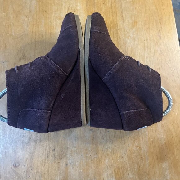 Toms Burgandy Brown Suede wedge booties Women Size 7 - Picture 6 of 13